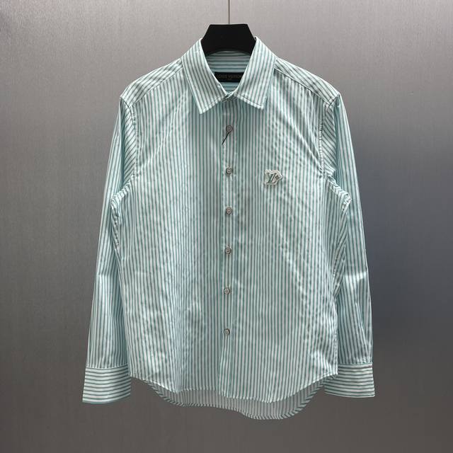 Lu Logo jacquard green striped shirt Size: S-Xl This cotton long-sleeved shirt u