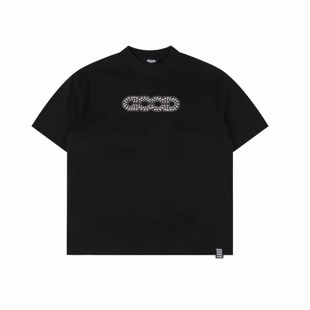 Goodbrand Letter rivet hot diamond round neck short-sleeved T-shirt Unisex 350g