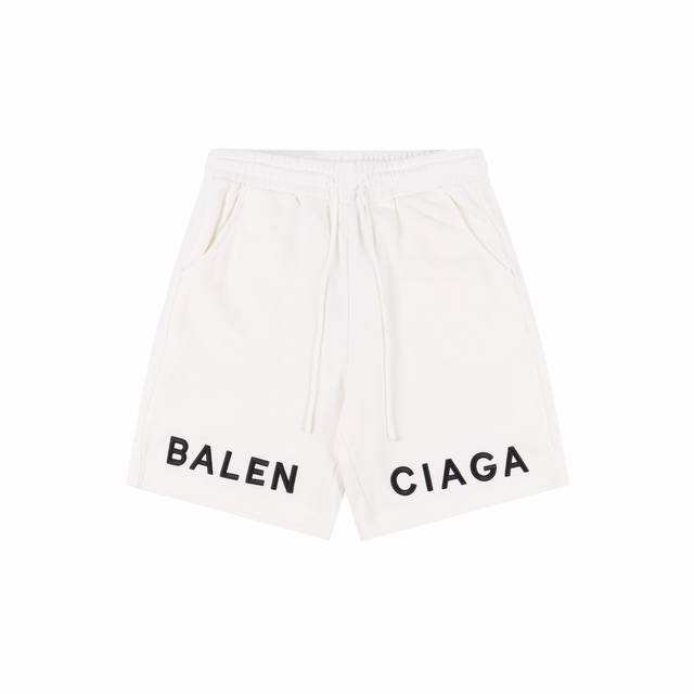 Balenciaga 24Ss Embroidered Letter Logo Shorts Specialty Large Legs 380g Washed