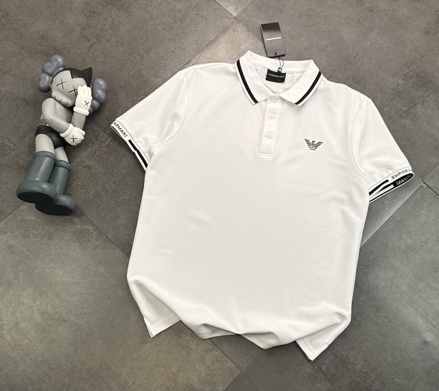 Fashion brand Armani small label unisex lapel Polo shirts! Business fashion sim
