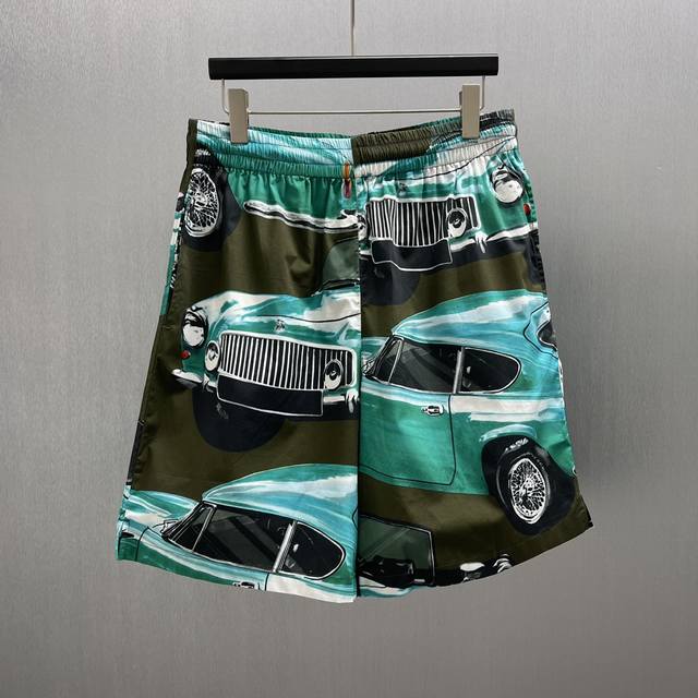 Bbr Car Print Cotton Poplin Shorts Size: S-Xl Shorts made from Italian fine cott