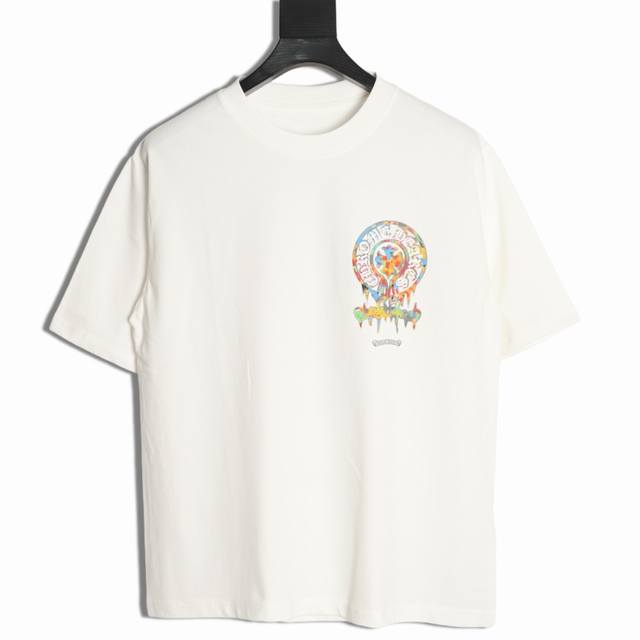 Chrome Hearts Chrome Hearts 25Ss colorful ink-splashed horseshoe short-sleeved T
