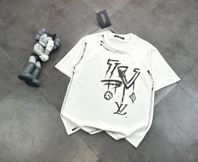 Fashionable Louis Vuitton direct spray walking edge personality couple short-sle
