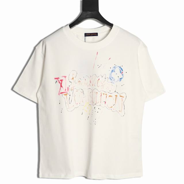 Louis Vuitton Lv 25Ss painted letter short-sleeved T-shirt The fabric is made of