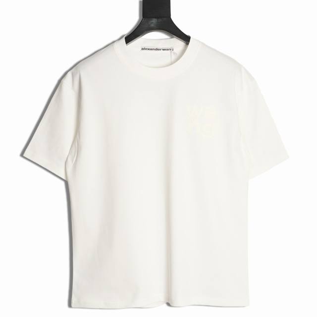 Alexander Wang 25Ss flocked letter short-sleeved T-shirt The fabric is made of c