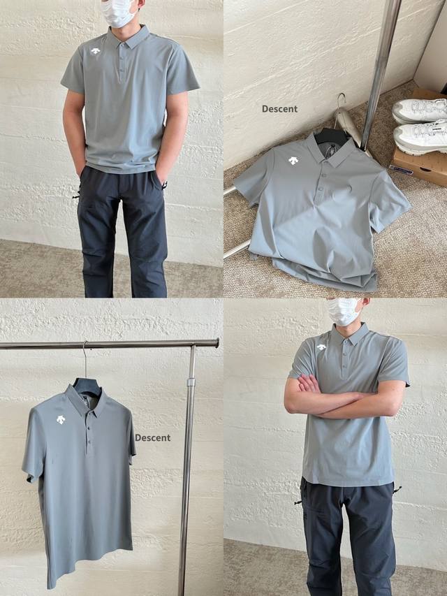 for Descente business polo shirt, quick-drying ice silk fabric, breathable and