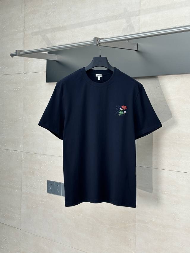 Loewe* Loewe 25Ss new flower embroidered cotton short-sleeved T-shirt Imported p
