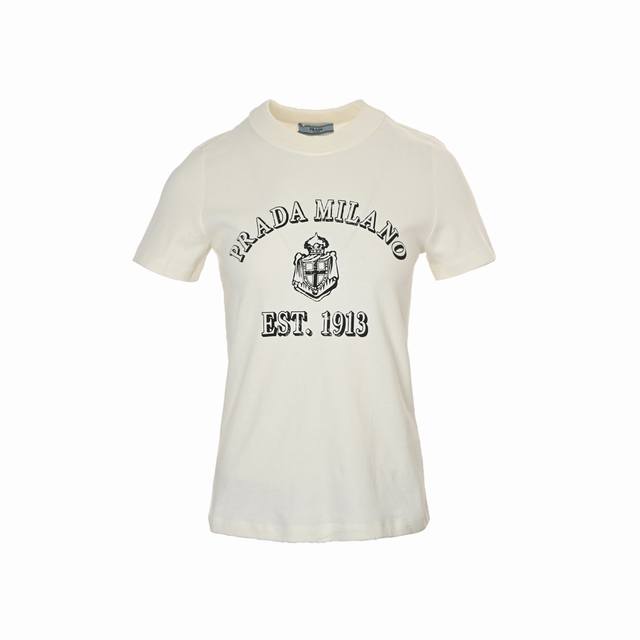 Prada 25Ss letter print short sleeves High version! Absolutely beautiful, easy t