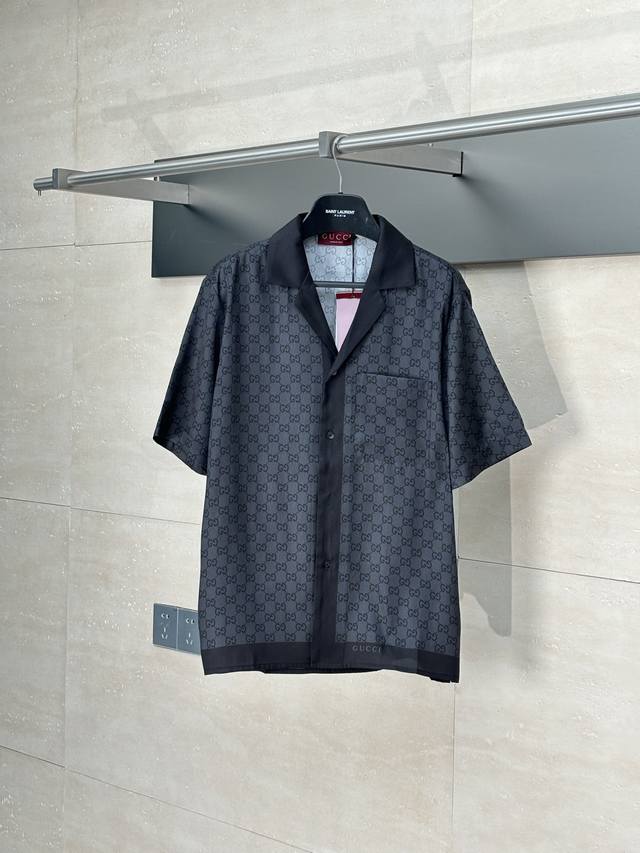 Gucc* Gucci 25 new full-print short-sleeved shirt with full letters DDD. Made of