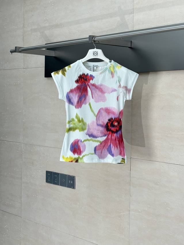 Loewe* Loewe 25Ss new style short-sleeved T-shirt with gradient floral prints Cu