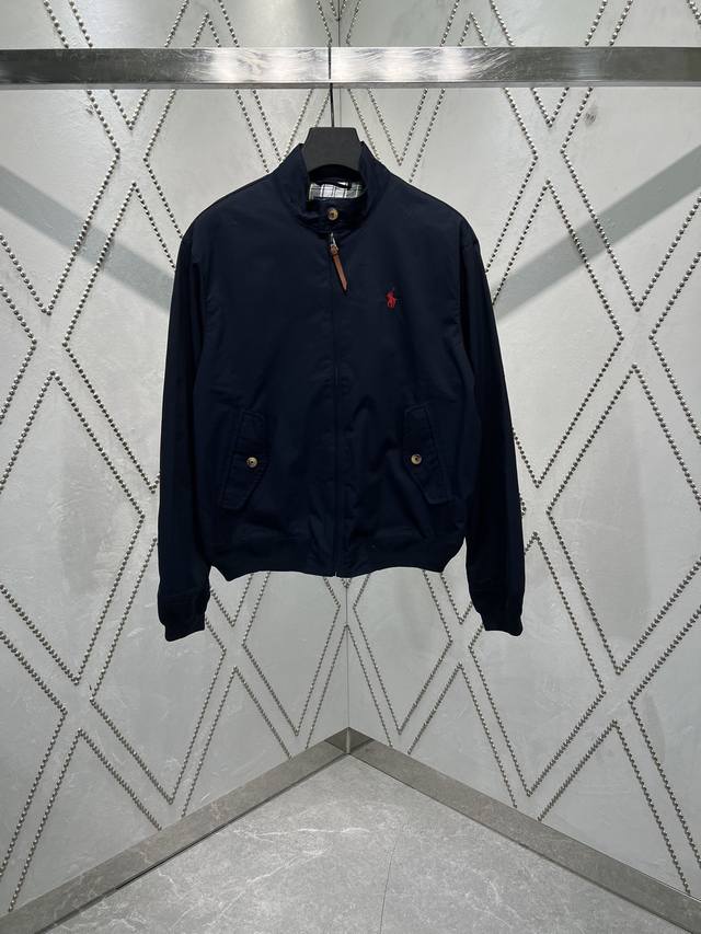 Polo 25Ss new solid color stand collar zipper long sleeve jacket men's navy blue