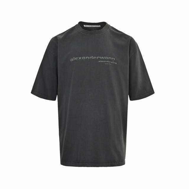 Alexander Wang 25Ss washed letter short sleeves Exclusive custom-made woven and