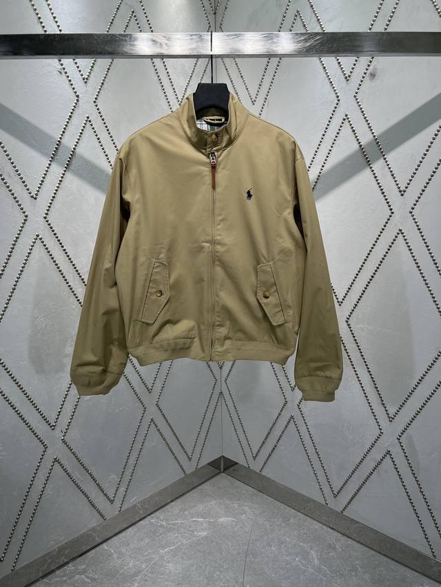 Polo 25Ss new solid color stand collar zipper long sleeve jacket men's coffee co