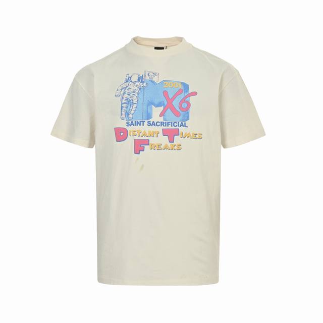 Saint Michael 25Ss Astronaut stain print short sleeves The overall fabric is 100