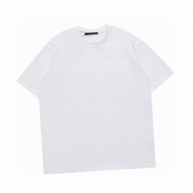 Louis Vuitton New summer style chest embossed letter round neck short-sleeved T-