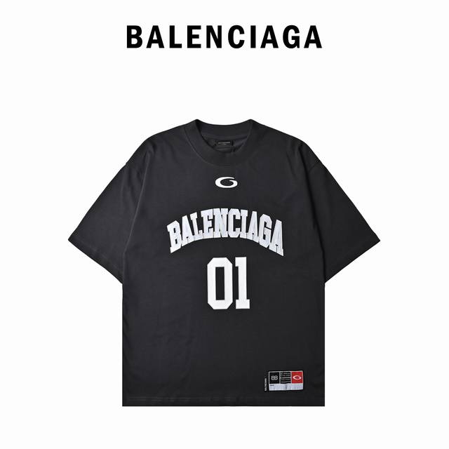 Balenciaga Parisian family 25Ss American letter twill fabric patch embroidery sh