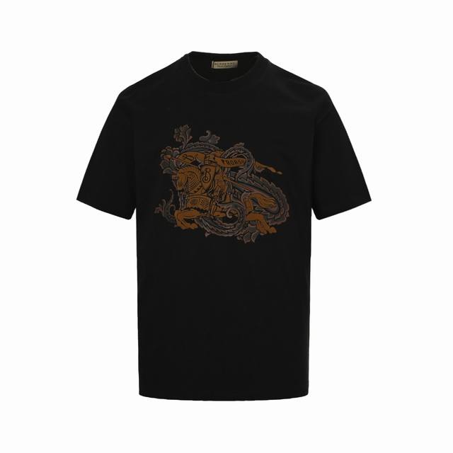 Burberry 25Ss War Horse Knight Flocking Print Short Sleeves The fabric is made o