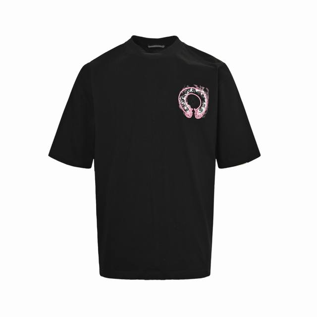 Chrome Hearts 25Ss purple horseshoe embroidered short sleeves Direct-injection i
