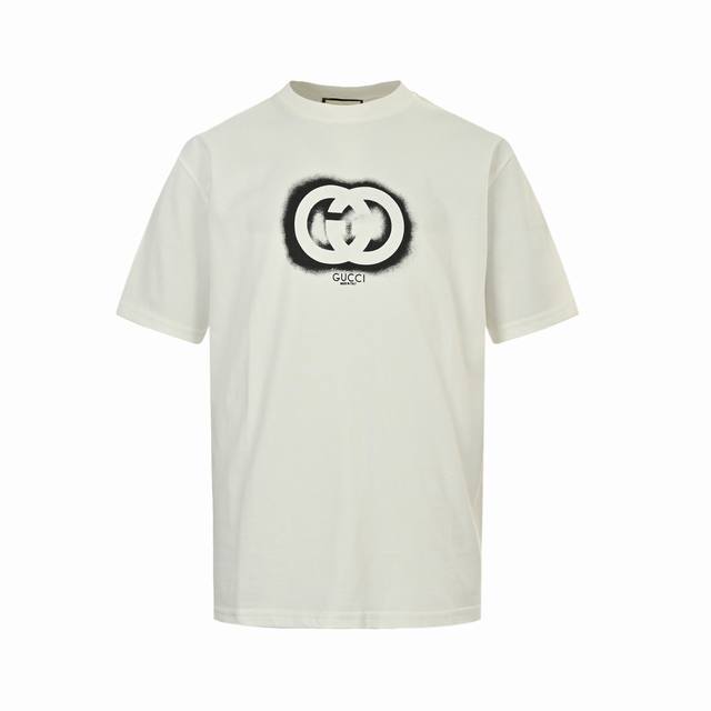 Gucci 24Ss Double G ghost inkjet print short sleeves The fabric has been shrunk