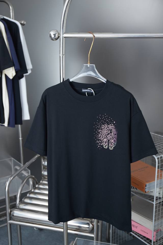 Ch*Ome Hearte 25Ss Early Spring New Chrome Heart Hot Diamond Short Sleeve Light