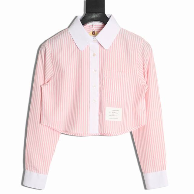 Thom Browne Tb pink striped women's shirt Tb Oxford short-sleeved yarn-dyed stri