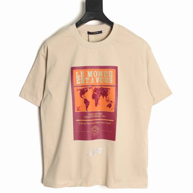 Louis Vuitton Lv 25Ss Earth hot diamond short-sleeved T-shirt Customized 100% co