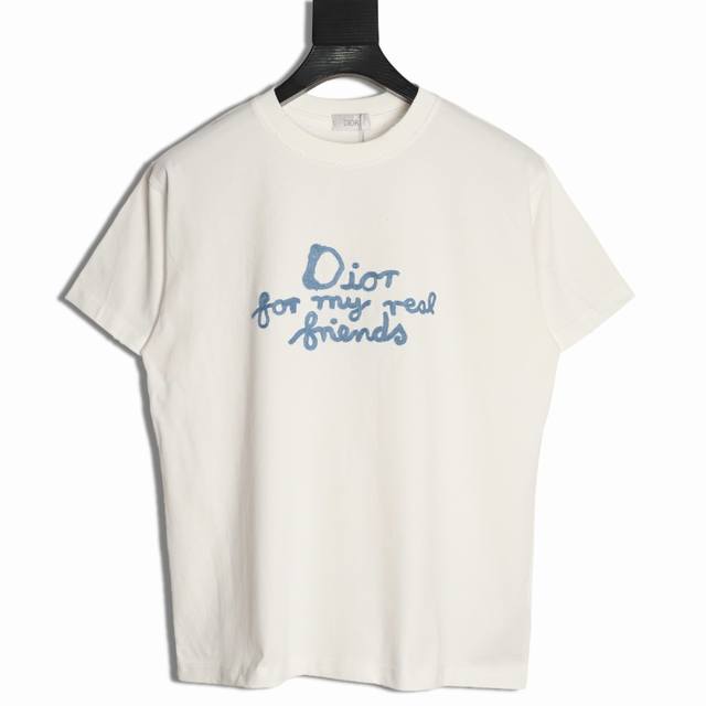 Dior 25Ss patch signature embroidered short-sleeved T-shirt Customized 100% cott