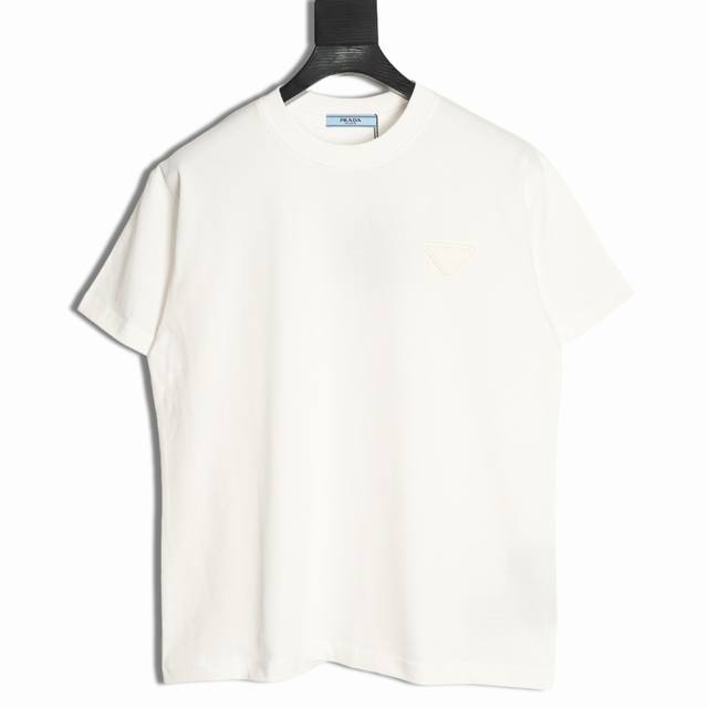 Prada 25Ss patch triangle logo short-sleeved T-shirt Customized 100% cotton doub