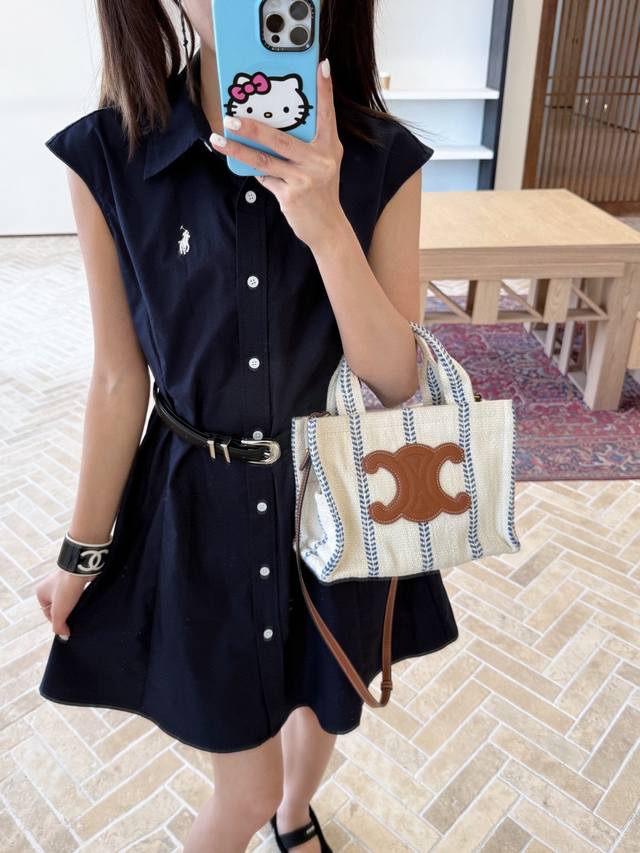 New belt Rl Raff embroidery small flying sleeve design dress Super practical sh