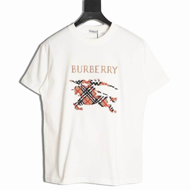 Burberry 25Ss embroidered plaid warhorse short-sleeved T-shirt Customized 100% c
