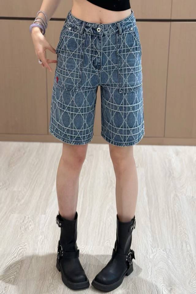 New arrival Dio* Dior 2025 new arrivals High waisted diamond denim shorts Custo