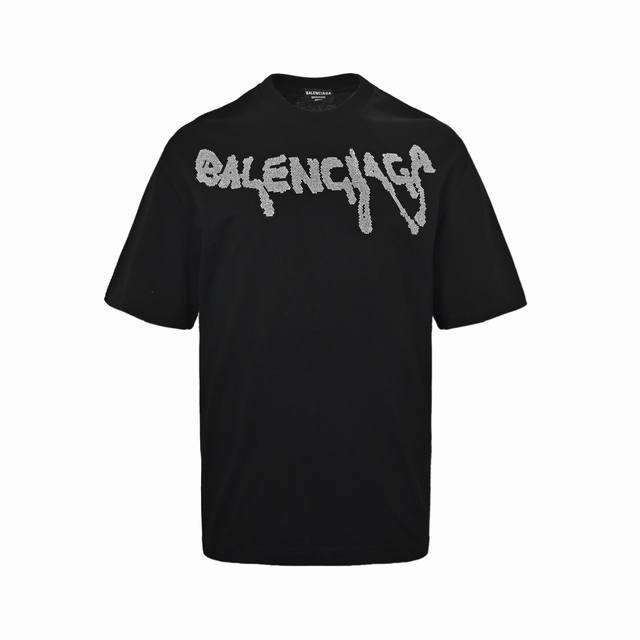 Balenciaga Parisian family hot diamond letter short sleeves Straight straight li