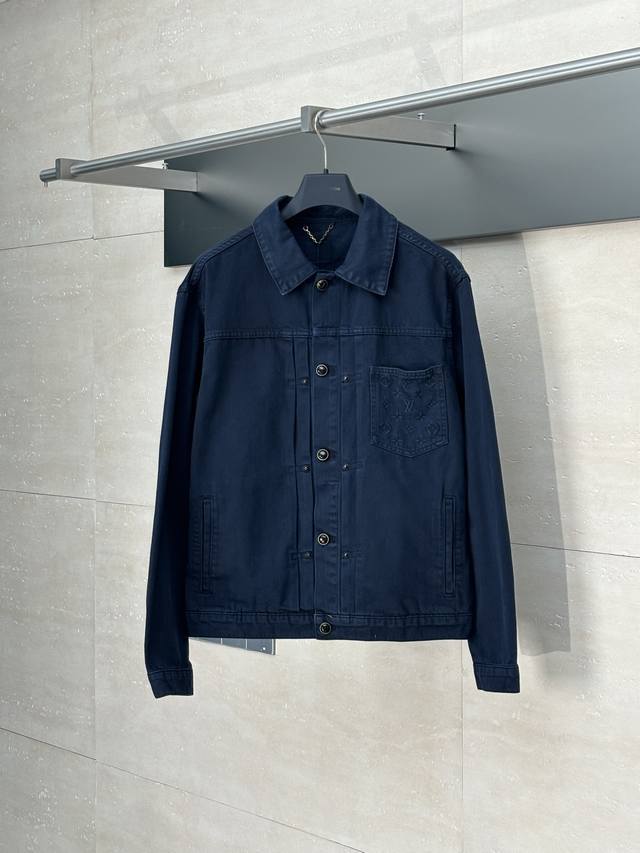 Lv Louis Type Ll Pocket Embroidered Jacquard Denim Jacket Made of custom denim f