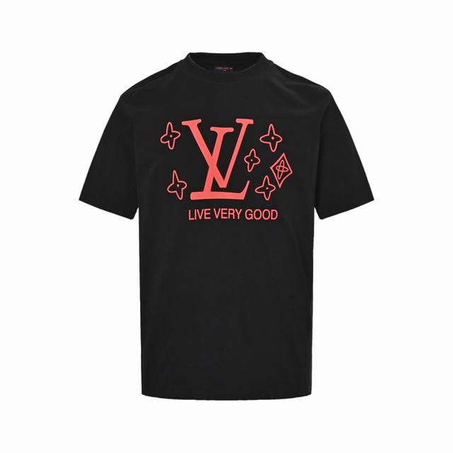 Louis Vuitton 25Ss Logo with monogram and foam print short sleeves The fabric is