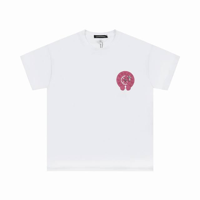 High version Chrome Hearts leather logo horseshoe cross short sleeves! The fron