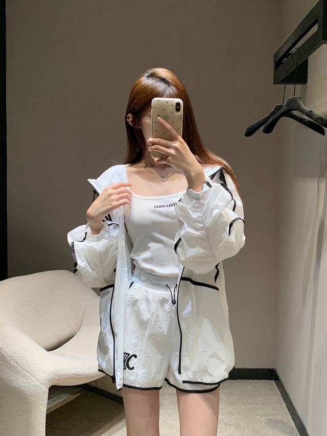 New set Celin* Celine sun protection suit! High-end custom hooded printed jacke