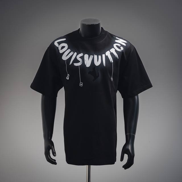Louis Vuitton 25Ss neckline graffiti letter print short sleeves Same vat custom