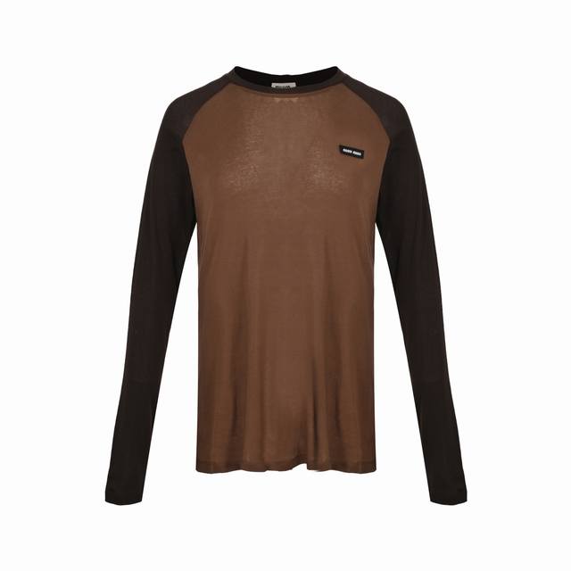 Miu Miu 25Ss Raglan sleeve contrast stitching long sleeve T-shirt High version!