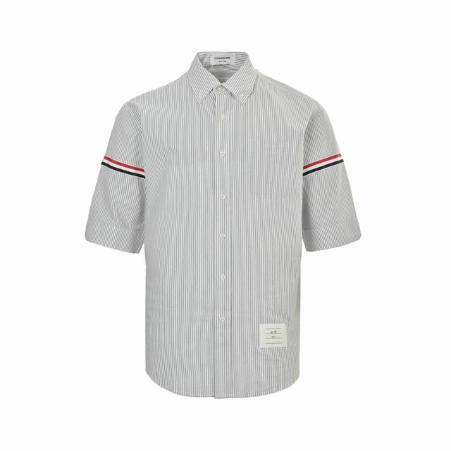 Thom Browne Thom Browne short-sleeved shirt with armband stripes Tb Oxford short