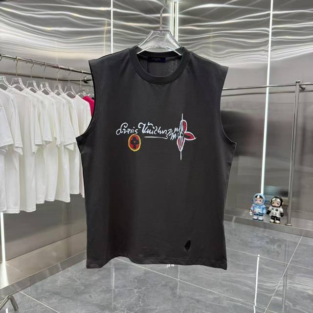 Lv 2025 summer new sleeveless vest personalized printing unisex loose version SM