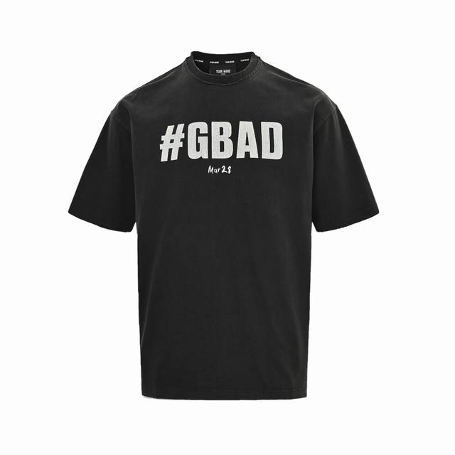 Team Wang 25Ss Gbad letter washed print short sleeves The fabric is made of 300G