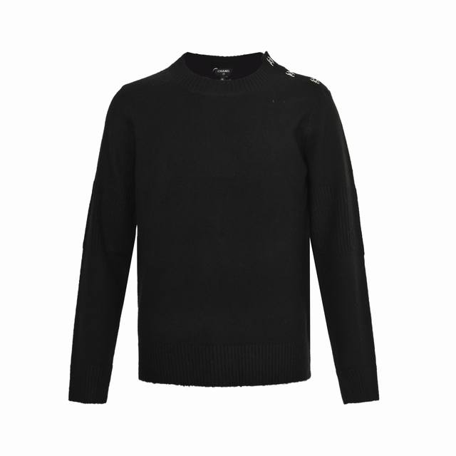 Chanel Chanel shoulder button long sleeve sweater Custom woven velvet inlaid wit