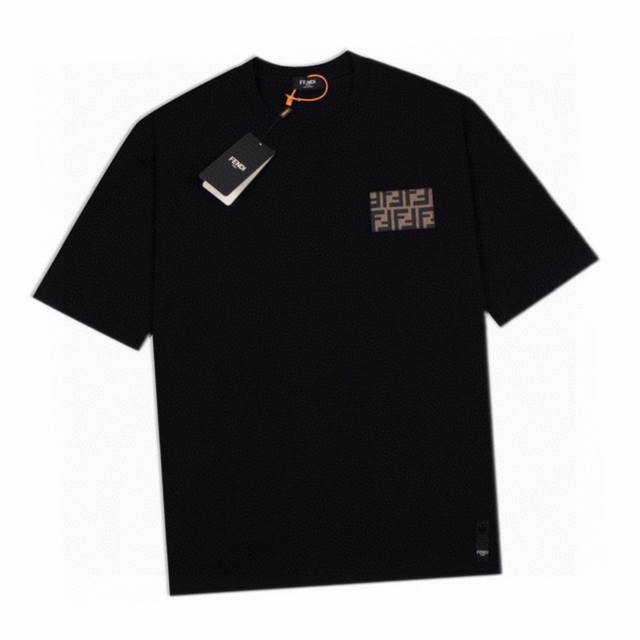 Fendi Summer new style double F logo patch round neck short sleeve T-shirt hem h