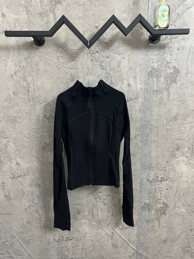 BlackLululemon Define Cropped Jacket Ribbed Nulu Casual Solid Color Slim Long Sl
