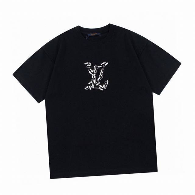 Louis Vuitton Summer new foam letter print round neck short-sleeved T-shirt Lv S