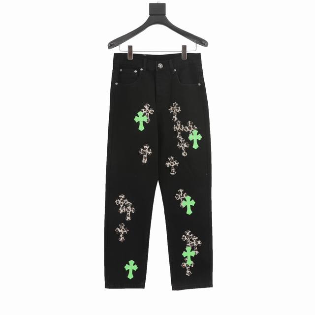 Style No. Y837 Chromehearts Classic Leather Label Cross Denim Pants After the p