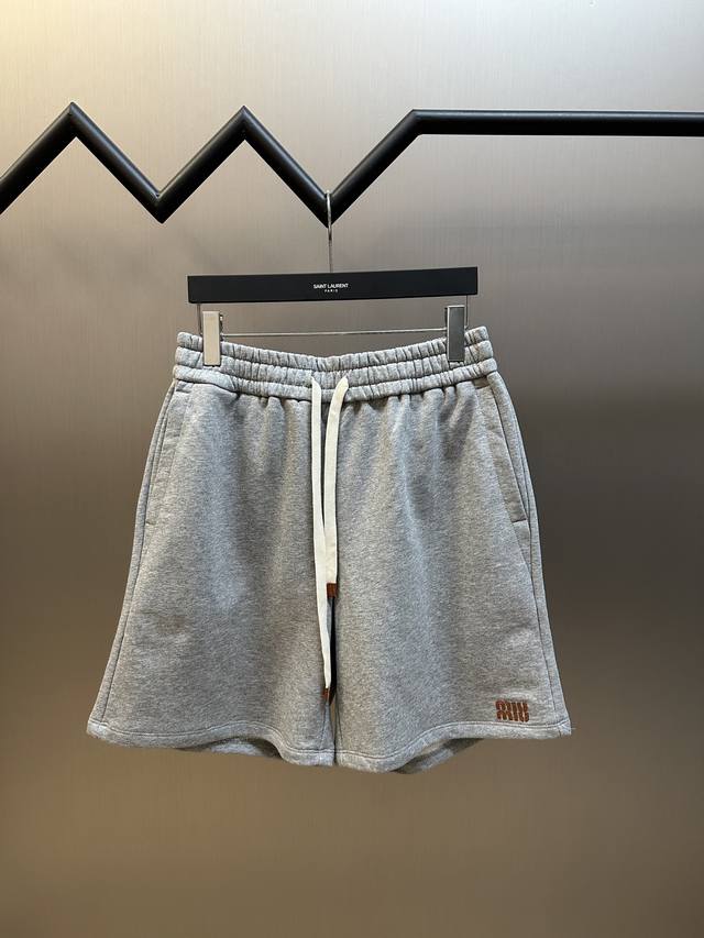 Miu Miu Fleece Letter Logo Casual Shorts Made of 400g double-strand terry fabric