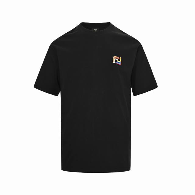 Fendi Fendi 25Ss Ff color label letter embroidery short sleeves The fabric is ma