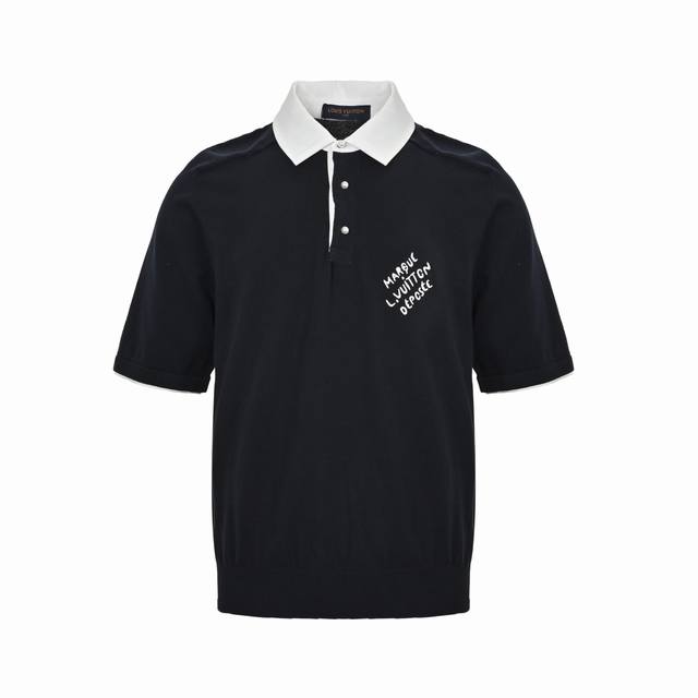 Louis Vuitton Louis Vuitton pearl button white collar knitted Polo short sleeve