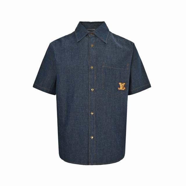 Louis Vuitton 25Ss Rope Embroidery Set Denim Short Sleeve Shirt Donkey Cotton Ch